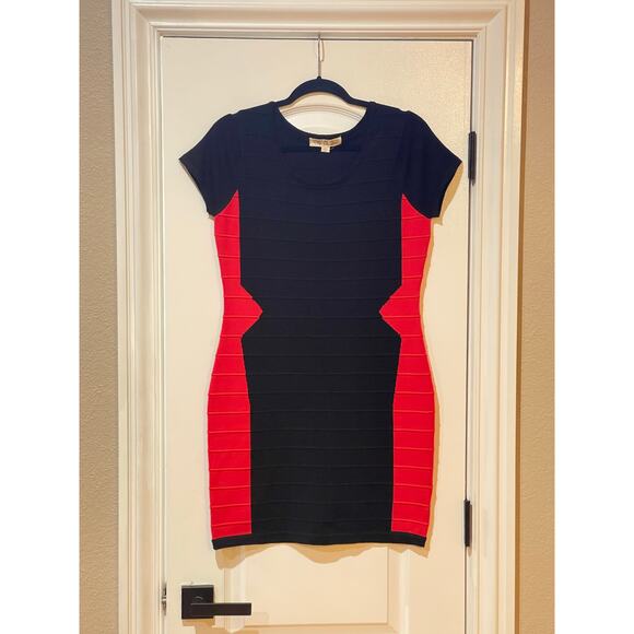 Pink Rose Black Red Knit Dress Size Large - Picture 3 of 6